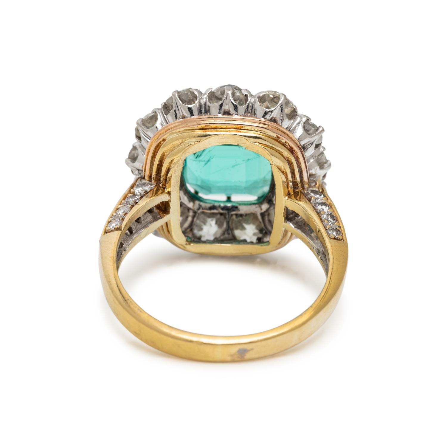ANTIQUE, EMERALD AND DIAMOND RING