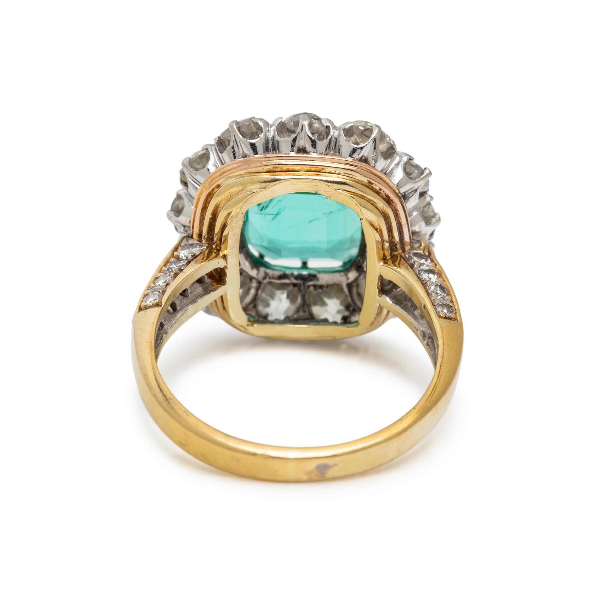 ANTIQUE, EMERALD AND DIAMOND RING