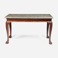 A George II rectangular carved mahogany side table with Derbyshire "fossil" marble top circa 1740-1750