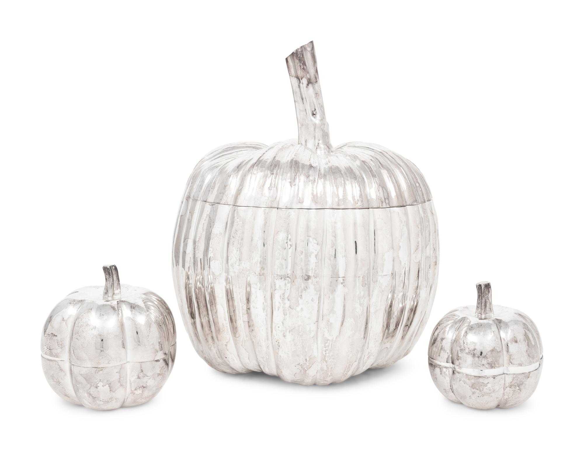 An Italian Silver Pumpkin-Form Box Retailed by Tiffany & Co.