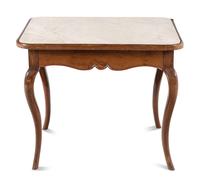 A Louis XV Provincial Fruitwood Marble-Top Occasional Table