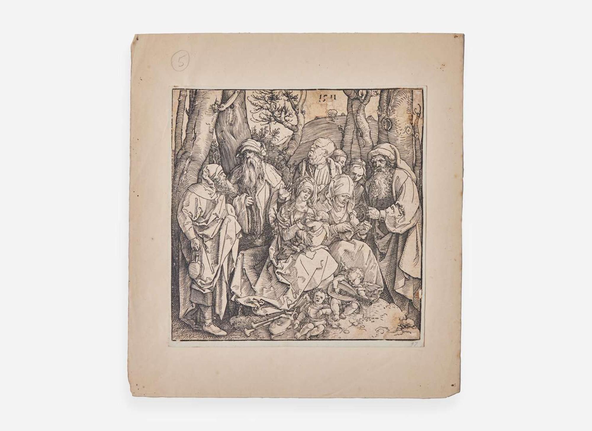 Albrecht Dürer (German, 1471-1528) - The Holy Kinship with Lute Playing Angels