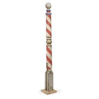 Tall turned and painted barber pole late 19th century