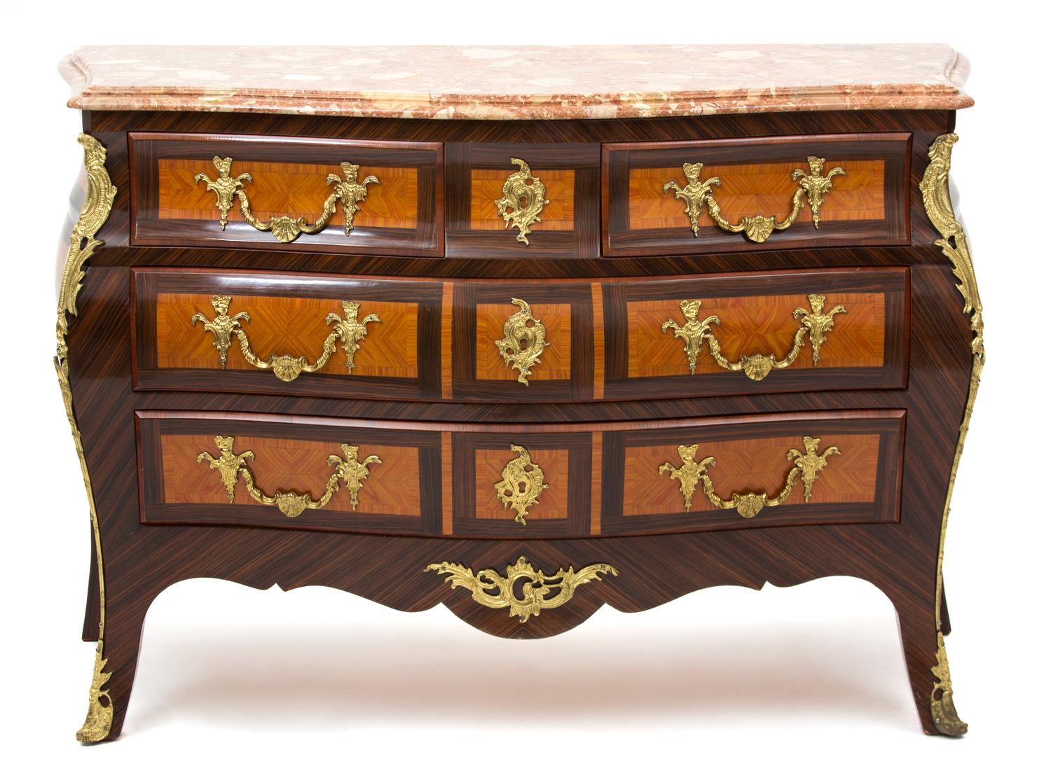 A Louis XV Style Gilt Bronze Mounted Bombe Commode — 20TH CENTURY