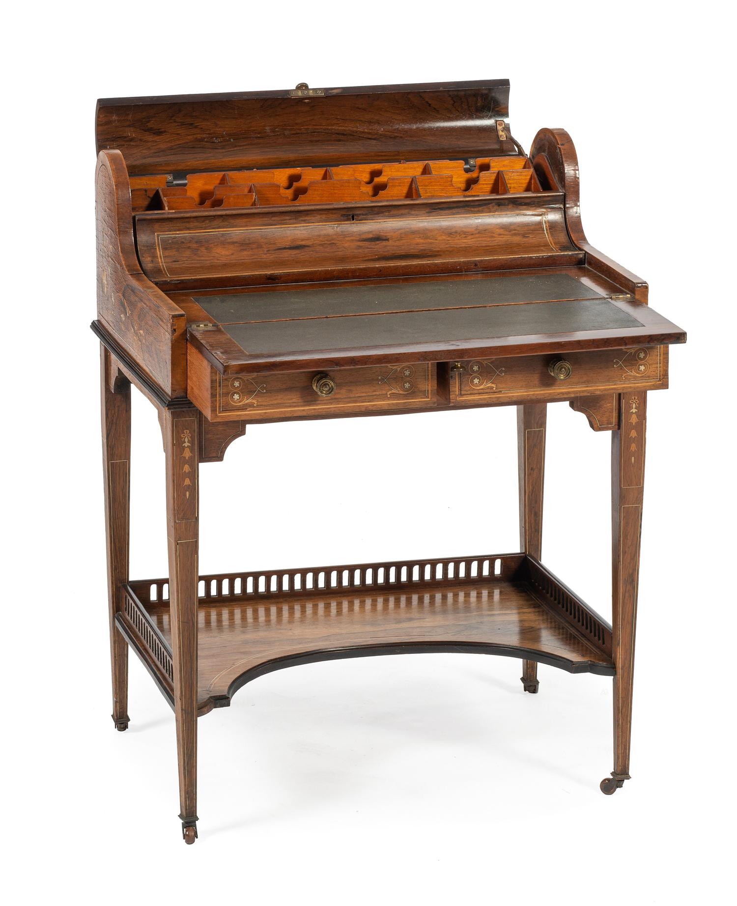 A Victorian Rosewood and Marquetry Lady's Writing Desk