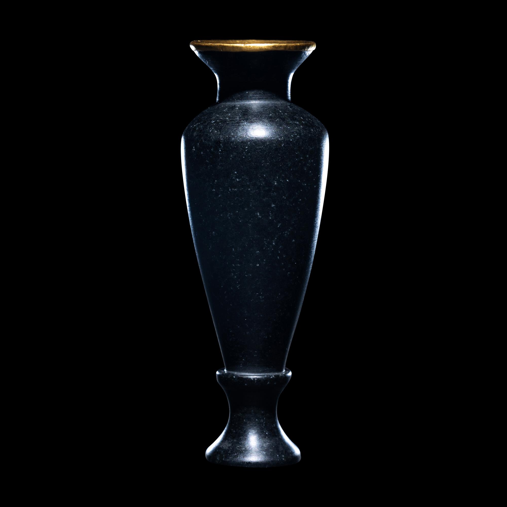 An Egyptian Obsidian and Gold Alabastron