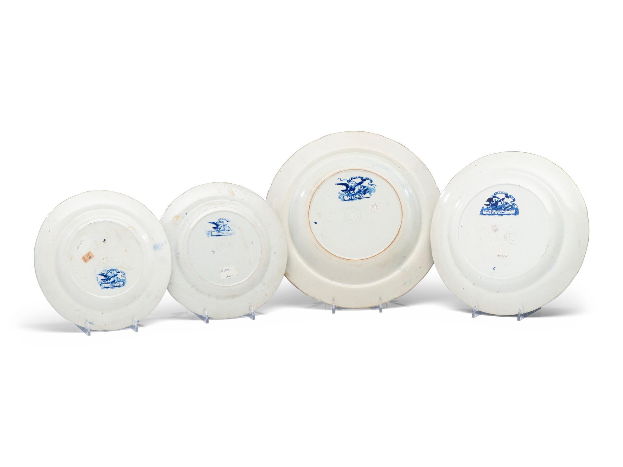 Four Wood & Sons Historic Blue Staffordshire Plates