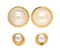 A Collection of Yellow Gold and Pearl Earrings, 17.20 dwts.