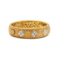 H. GOLD, BICOLOR GOLD AND DIAMOND BANGLE BRACELET
