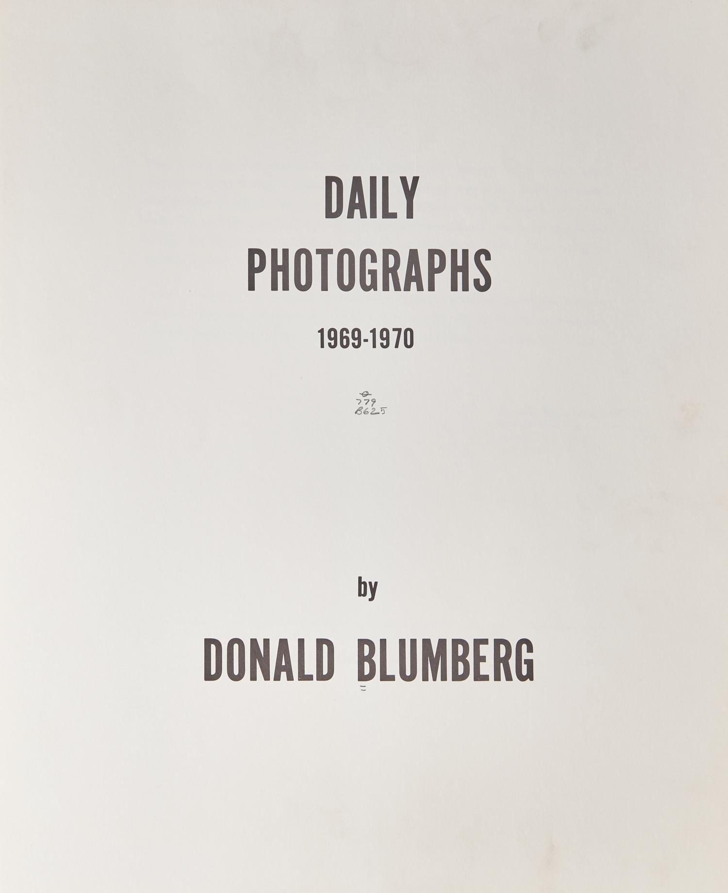 [Art] Blumberg, Donald. Daily Photographs 1969-1970