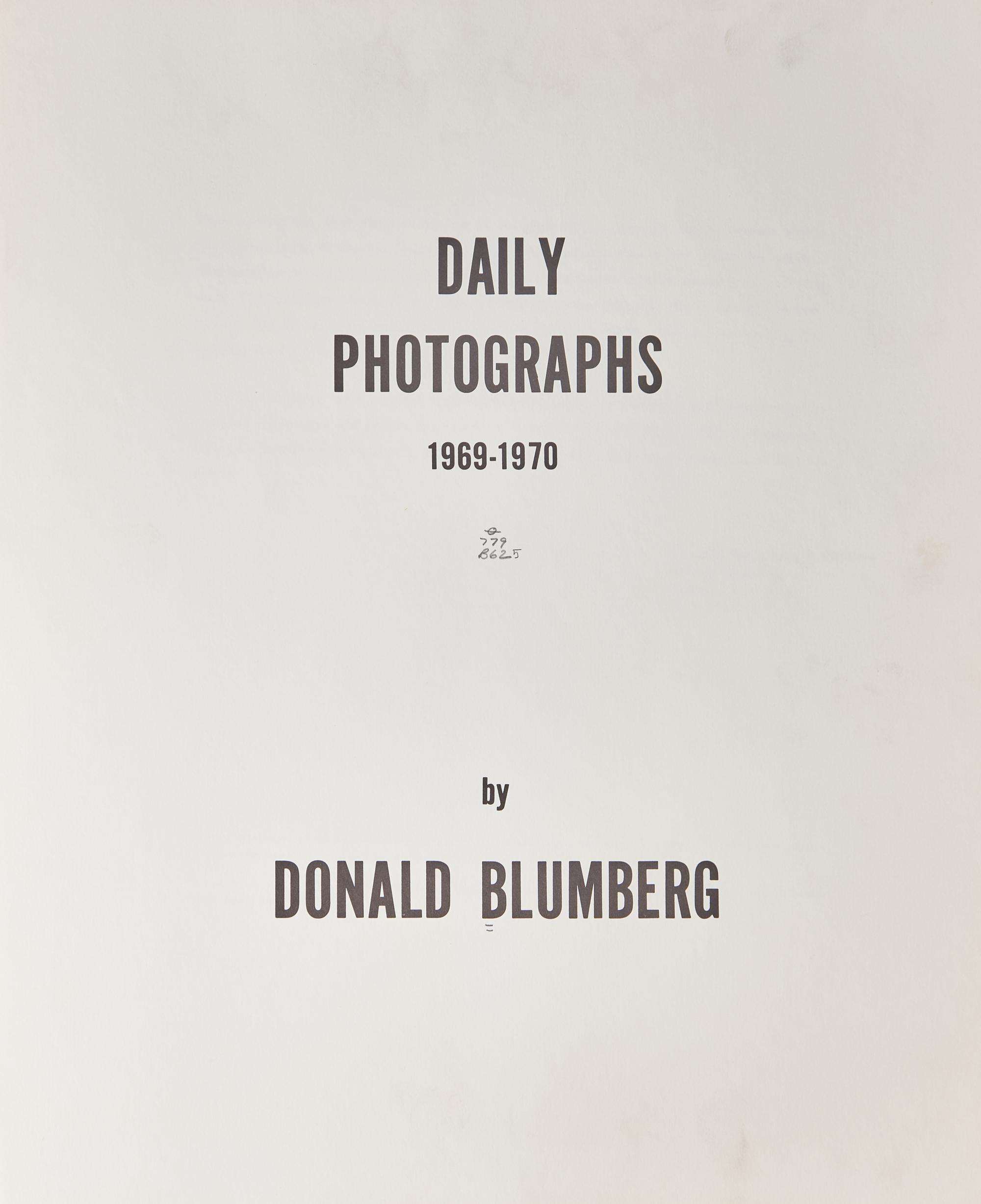 [Art] Blumberg, Donald. Daily Photographs 1969-1970