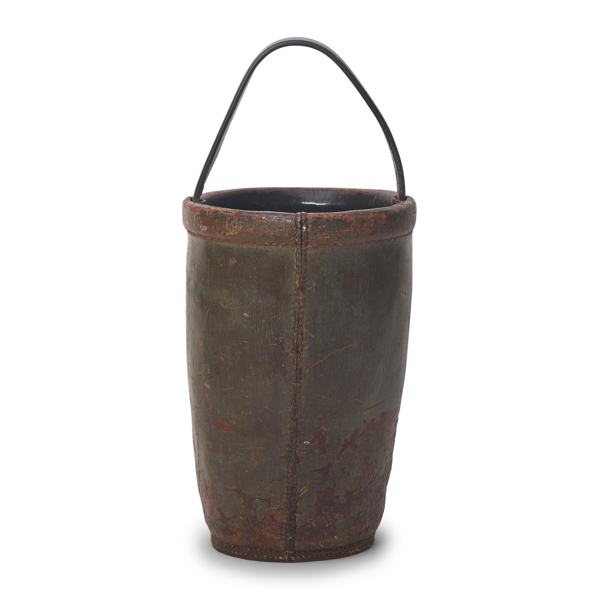 A Painted Leather Fire Bucket