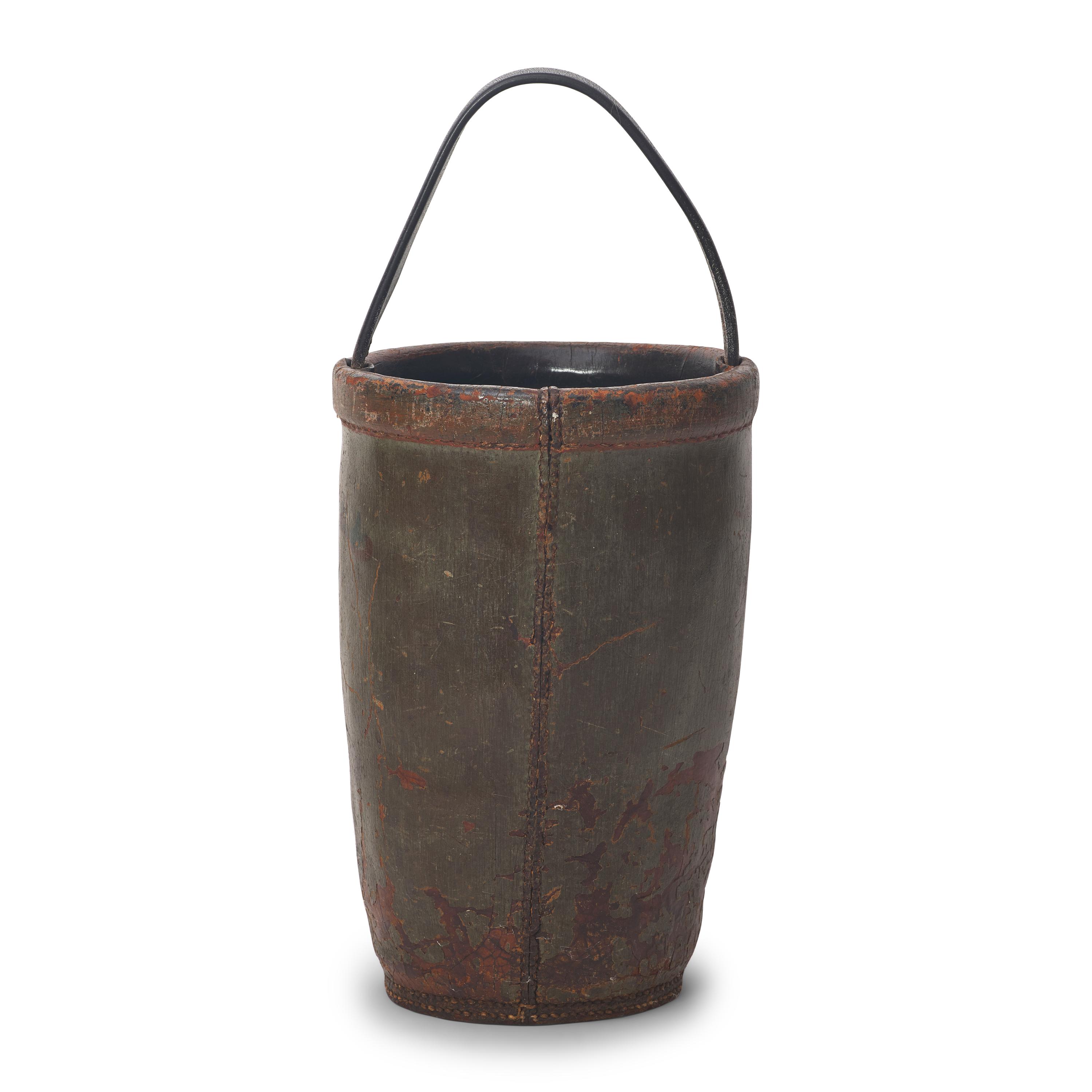 A Painted Leather Fire Bucket