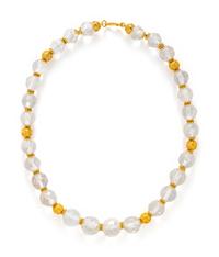 HIGH KARAT YELLOW GOLD AND ROCK CRYSTAL BEAD NECKLACE
