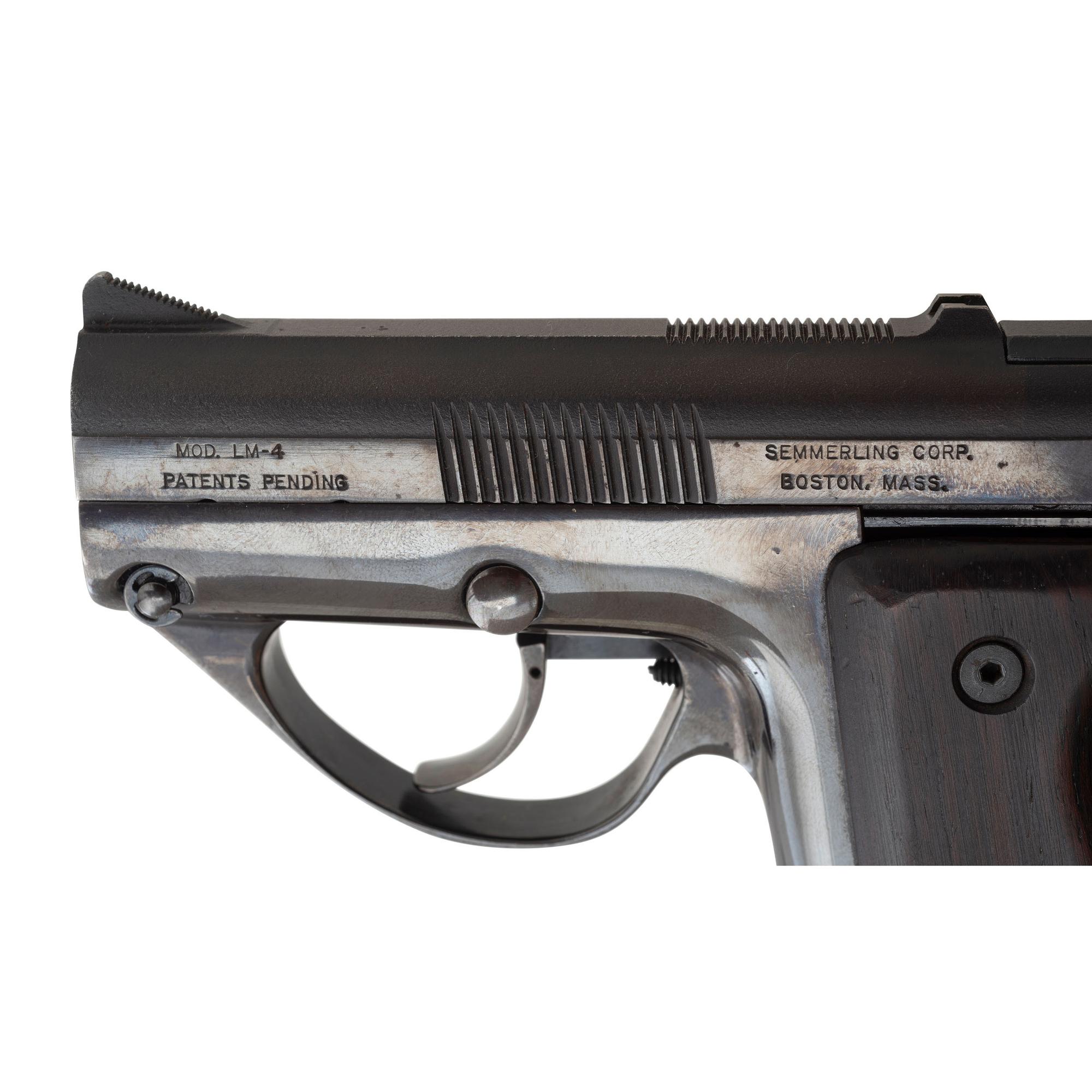 *Extremely Rare Blue & Nickel Pair of Semmerling LM-4 Pistols #200 & #200A in Display Case