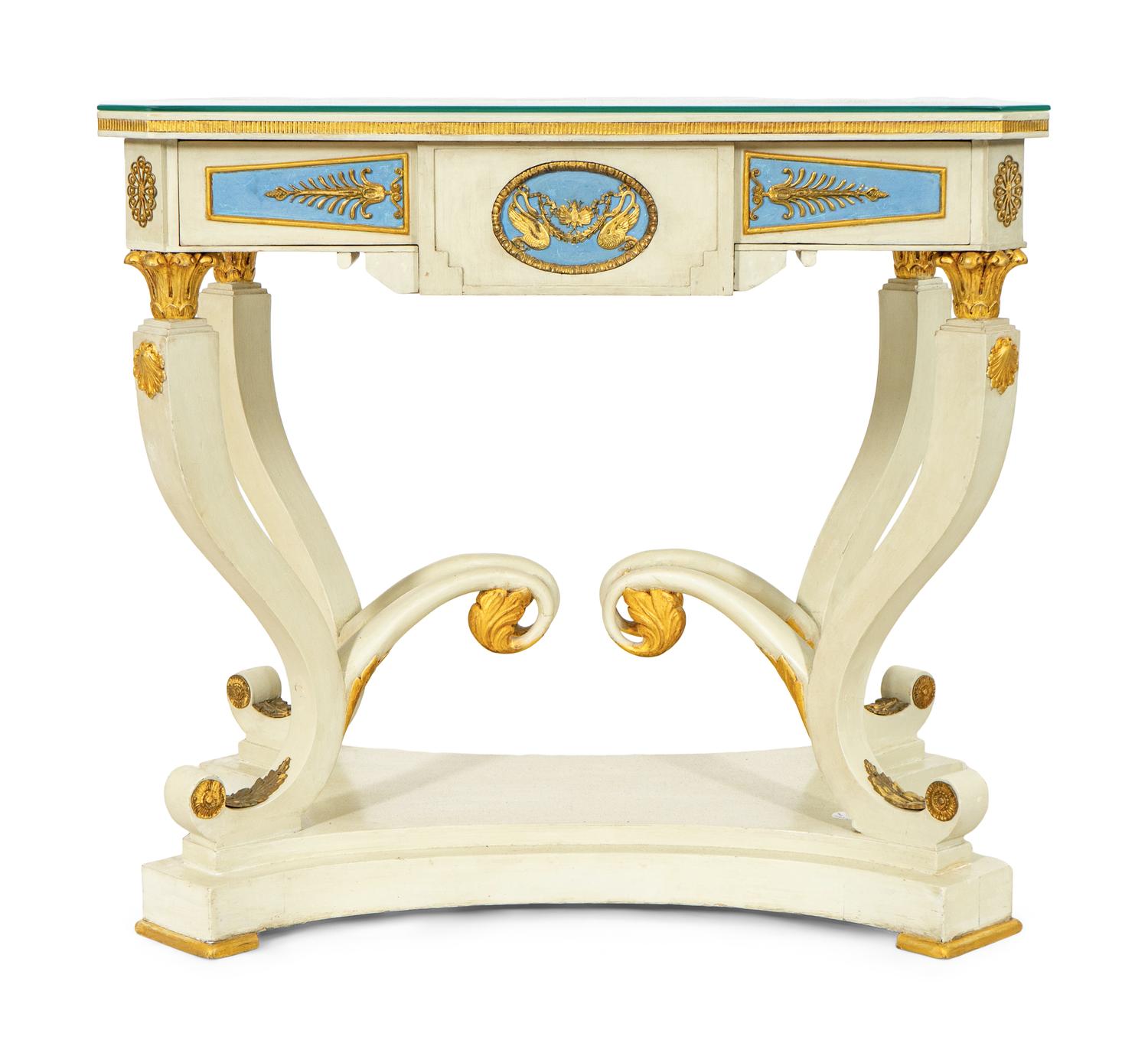 A Cream-Painted and Parcel Gilt Center Table