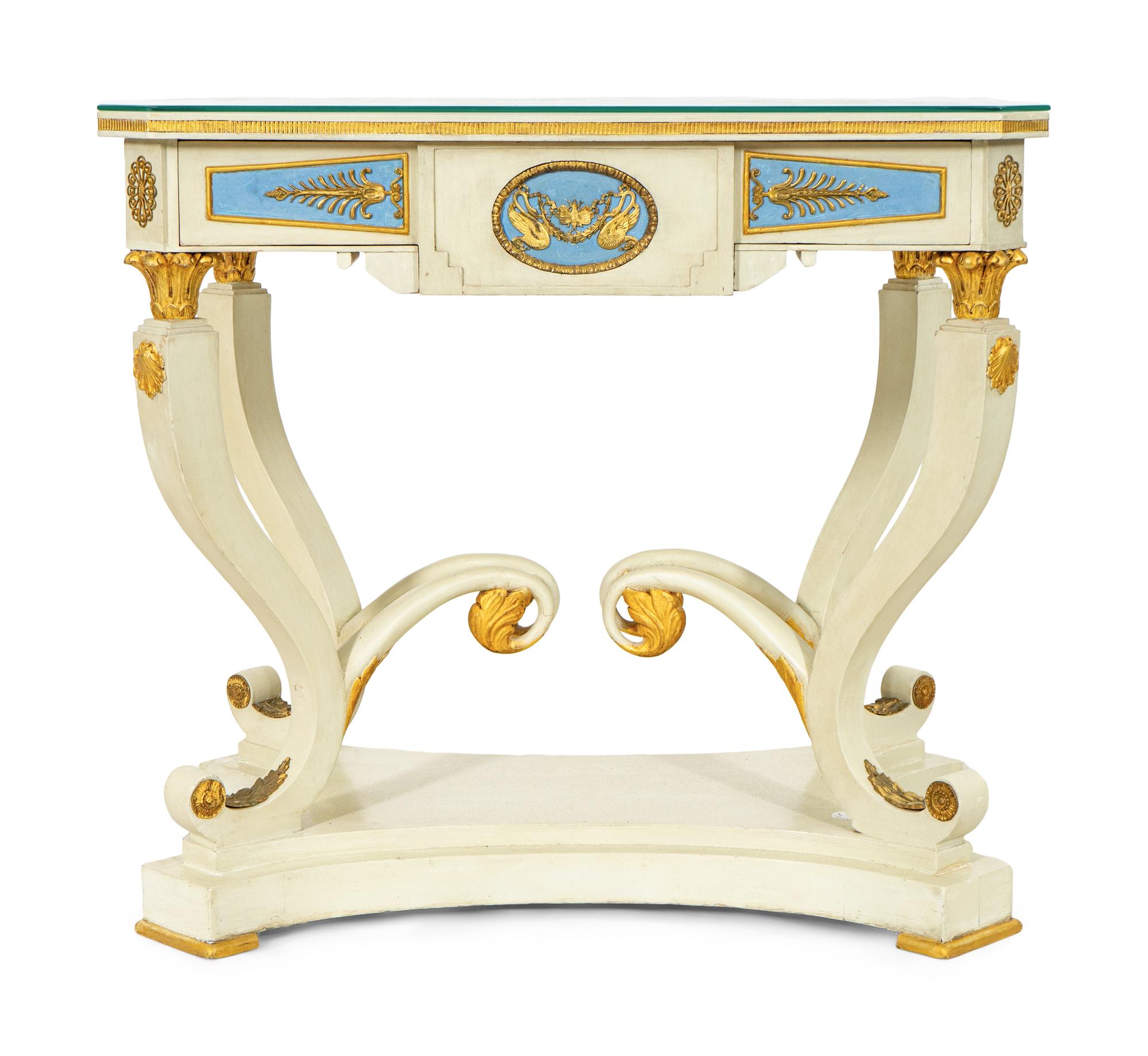 A Cream-Painted and Parcel Gilt Center Table