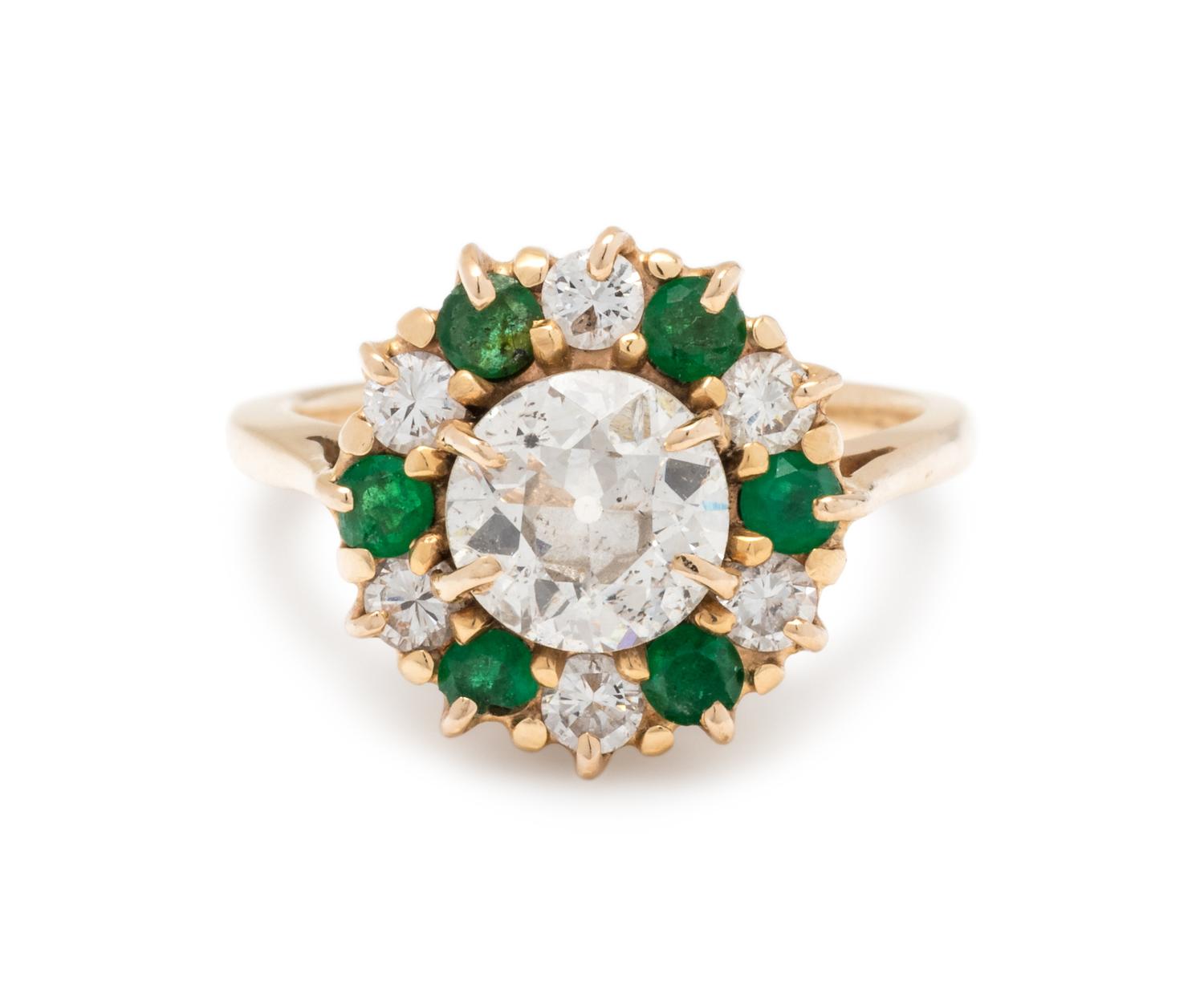 DIAMOND AND EMERALD RING