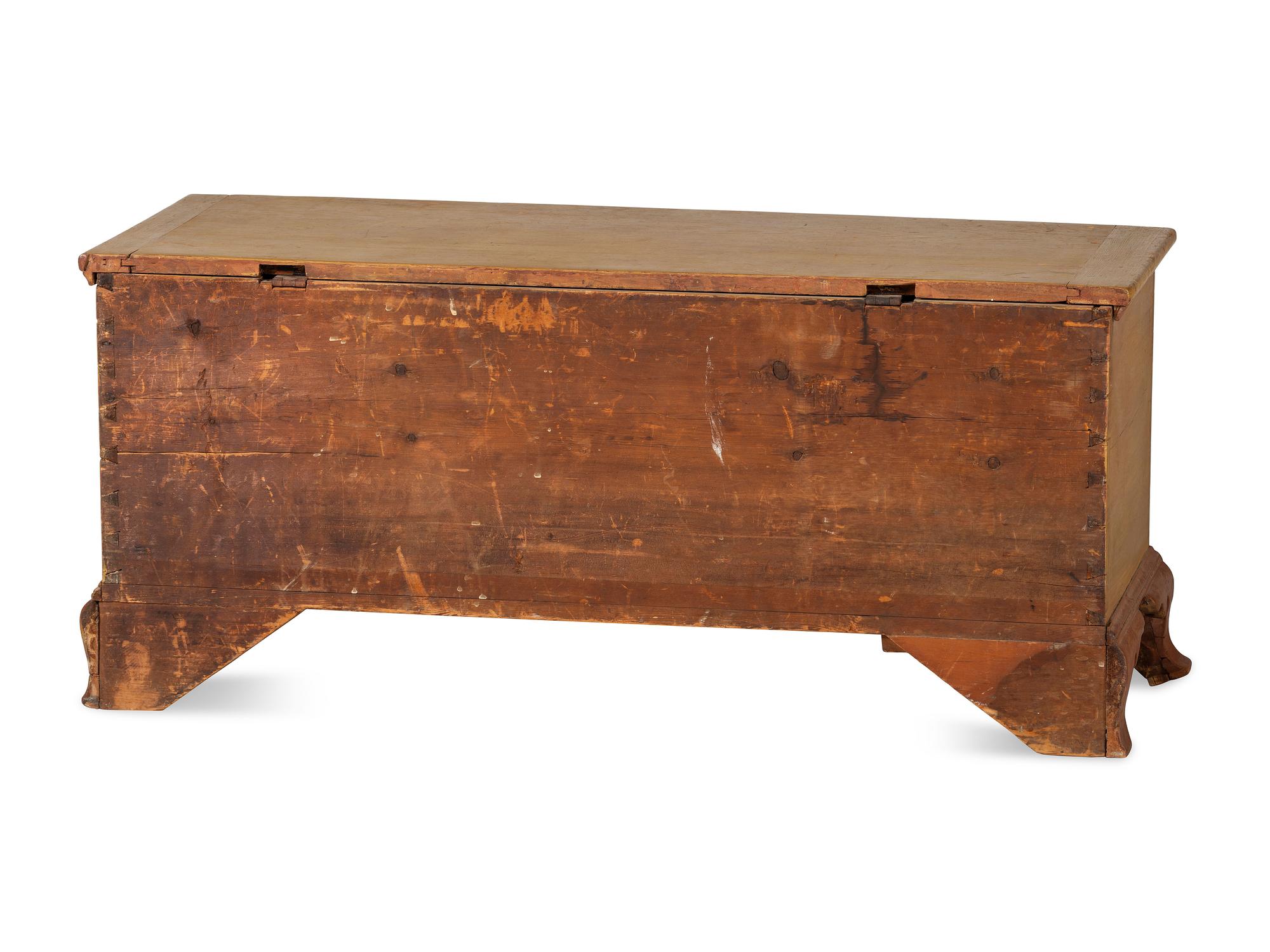 A Chippendale Yellow and Red Painted Pine Blanket Chest