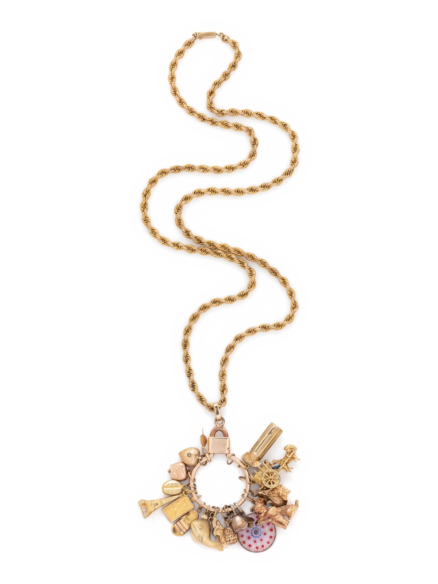 YELLOW GOLD CHARM NECKLACE
