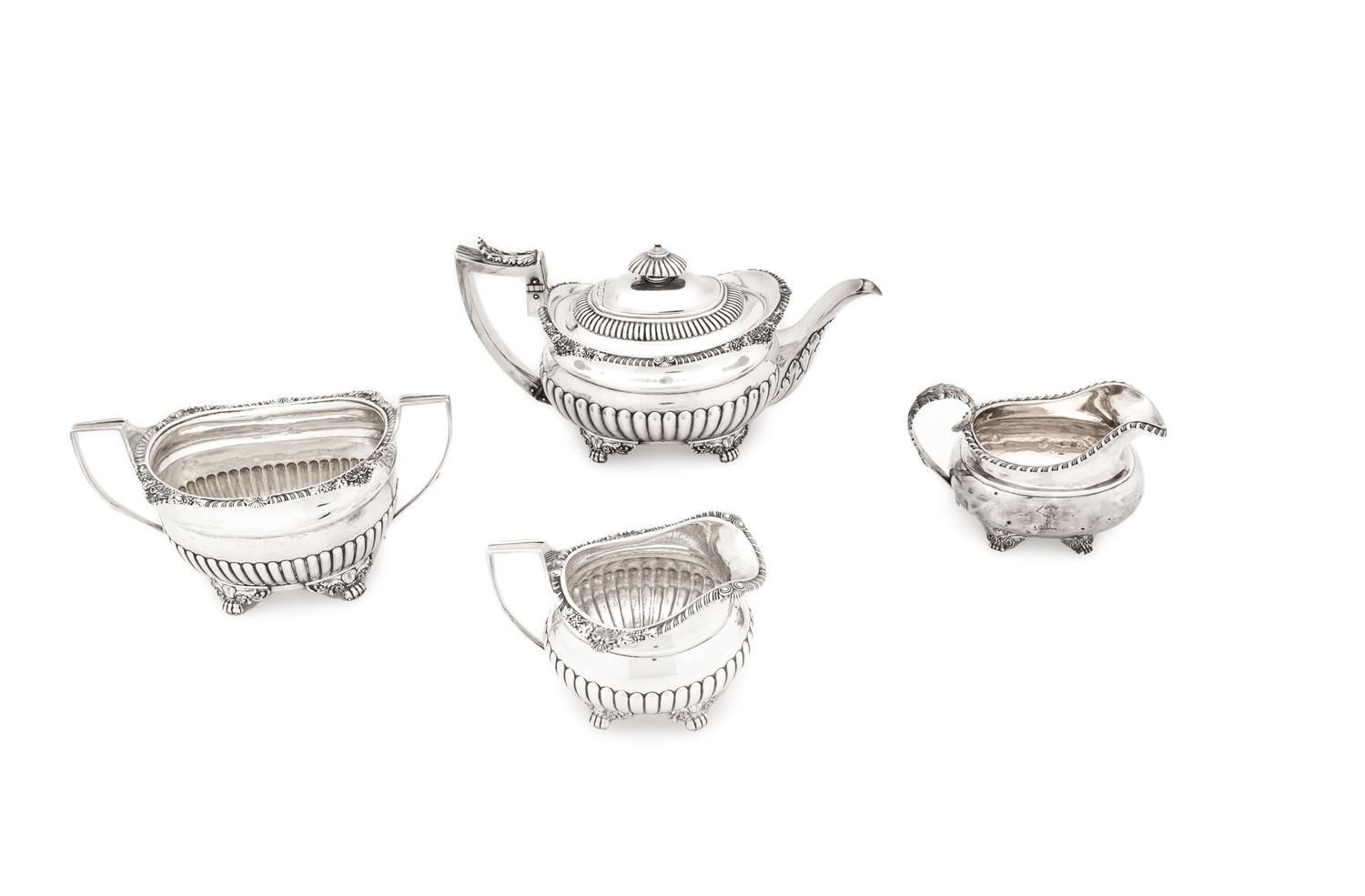 An English Silver Three-Piece Tea Service