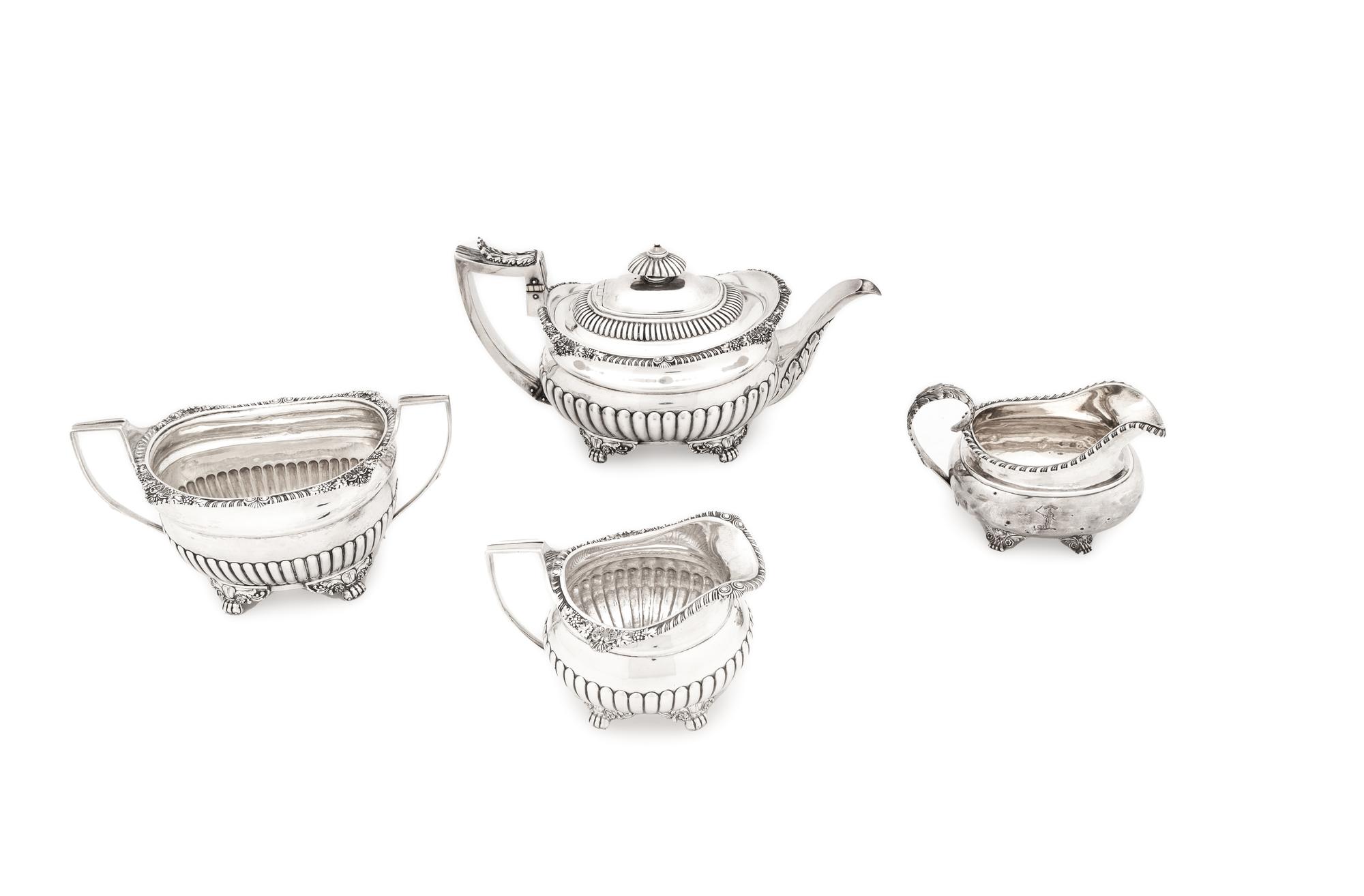 An English Silver Three-Piece Tea Service