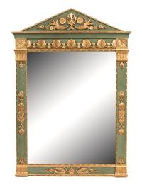 A Neoclassical Style Painted and Parcel Gilt Mirror Height 77 x width 55 inches. — LATE 19TH/EARLY 20TH CENTURY
