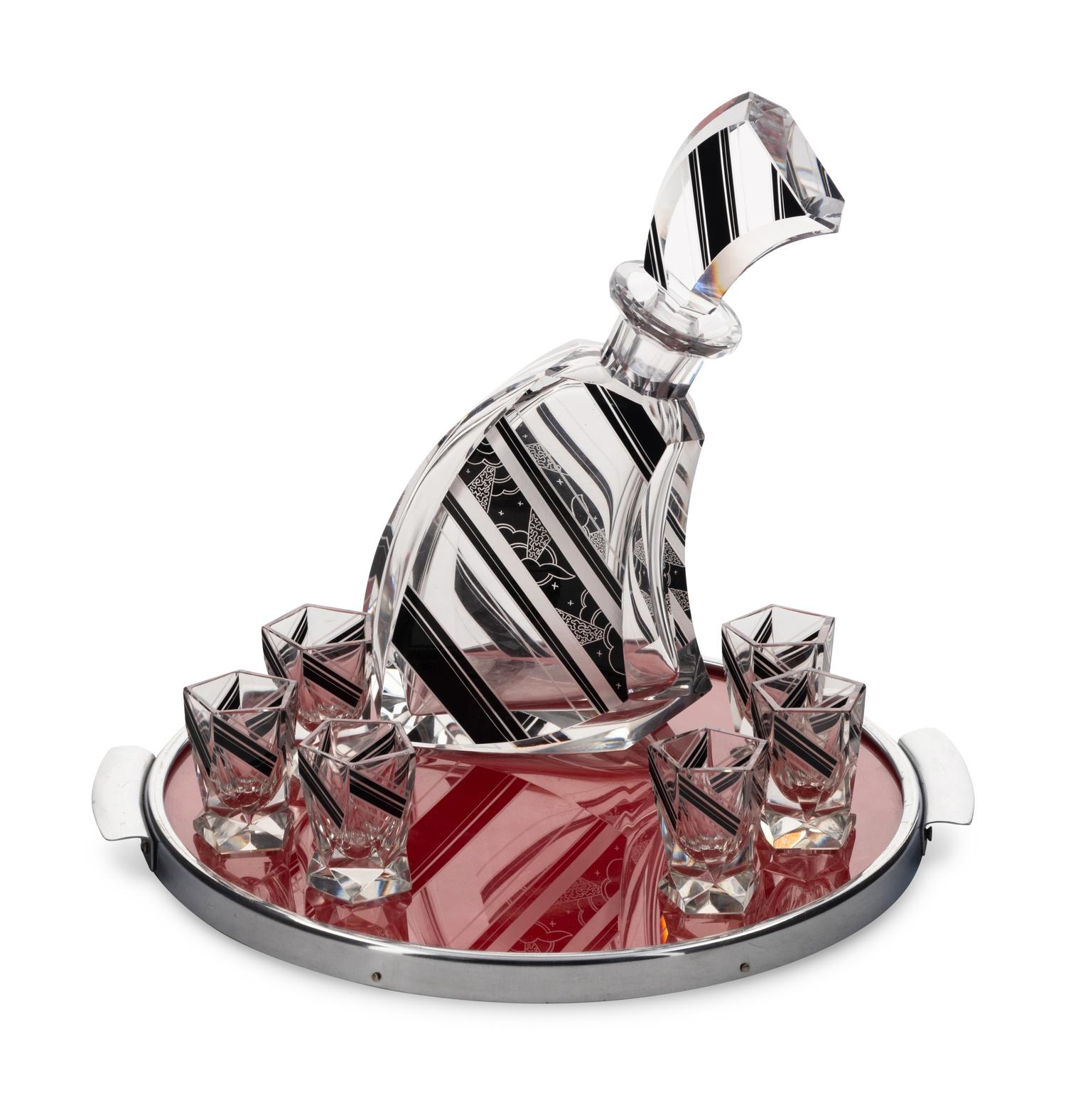 A Karl Palda Cut Glass Liquor Service