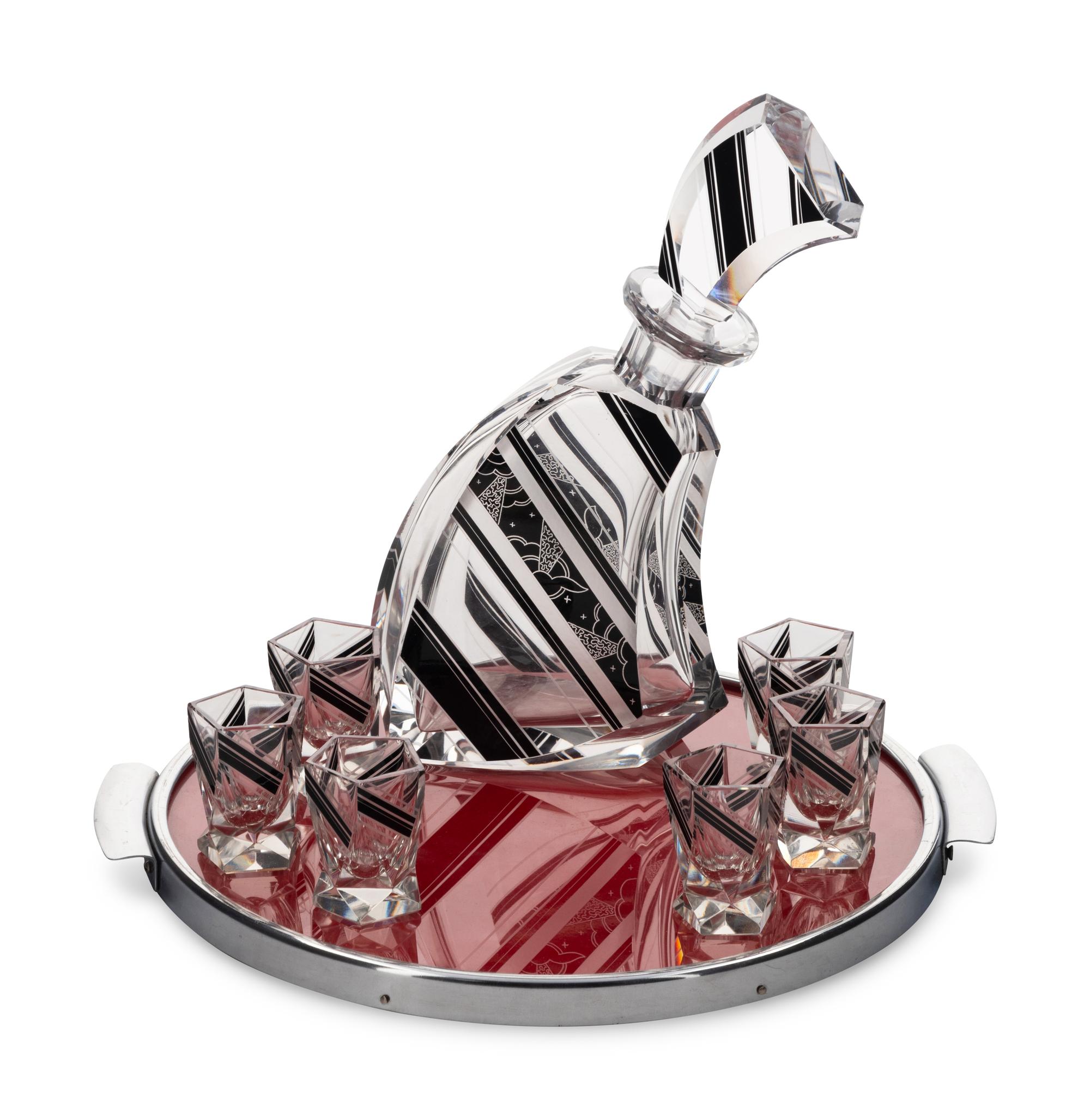 A Karl Palda Cut Glass Liquor Service