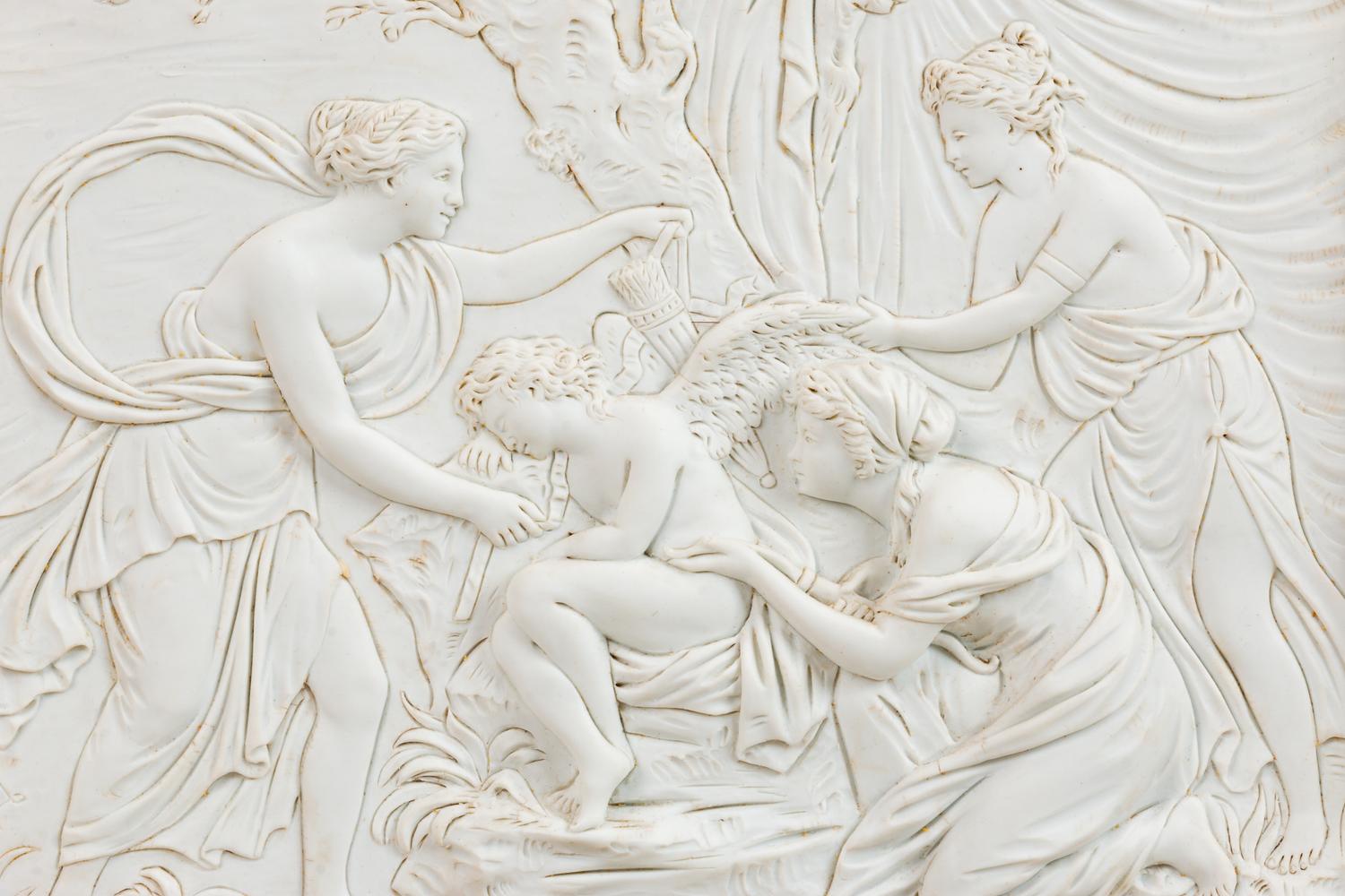 A Continental Bisque Porcelain Relief Plaque