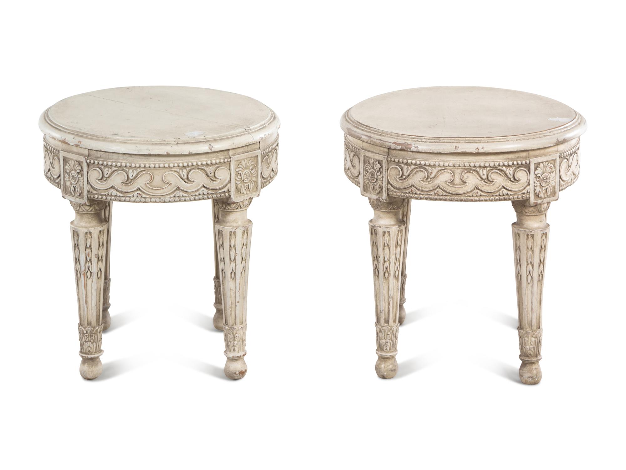 A Pair of Louis XVI Style Painted Side Tables