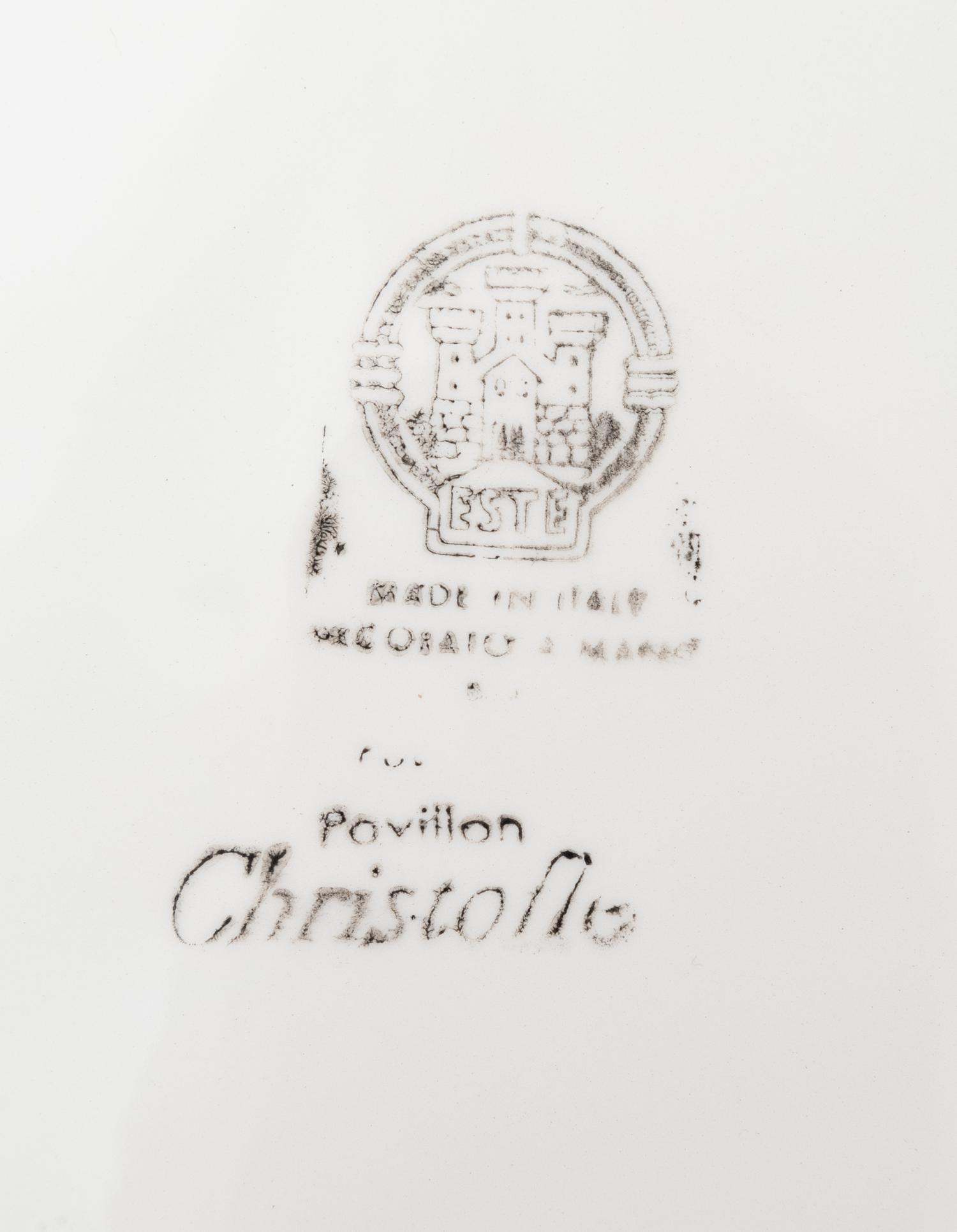 A Set of Twenty-Five Christofle Pavillon Porcelain Chargers