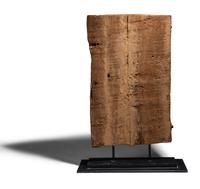 An Egyptian Painted Wood Sarcophagus Fragment with a Boat Scene