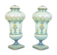 A Pair of Sevres Hard Paste Porcelain Lidded Vases in the Art Nouveau Taste — CIRCA 1893