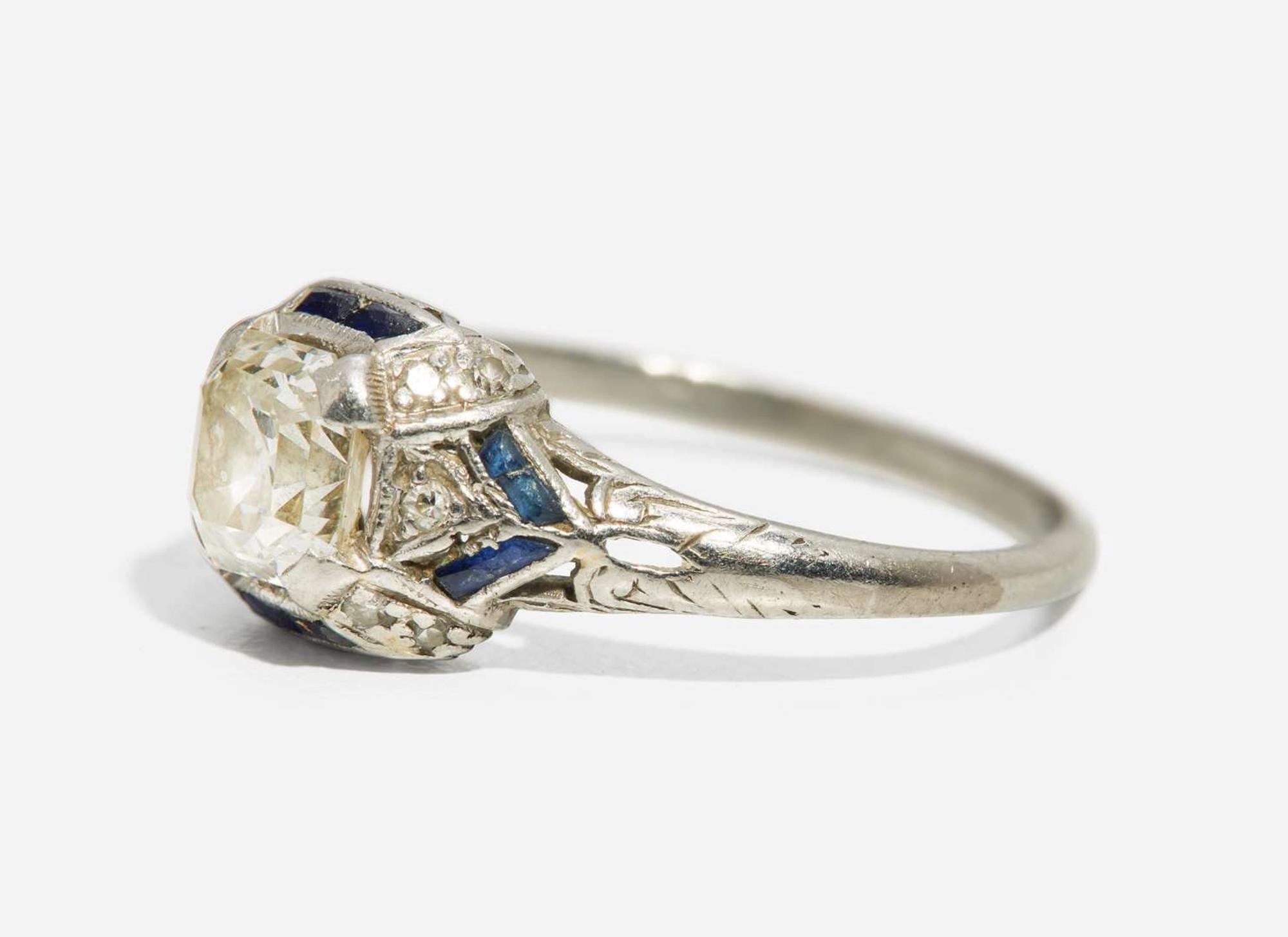 A Ladies Platinum and Diamond Art Deco Ring