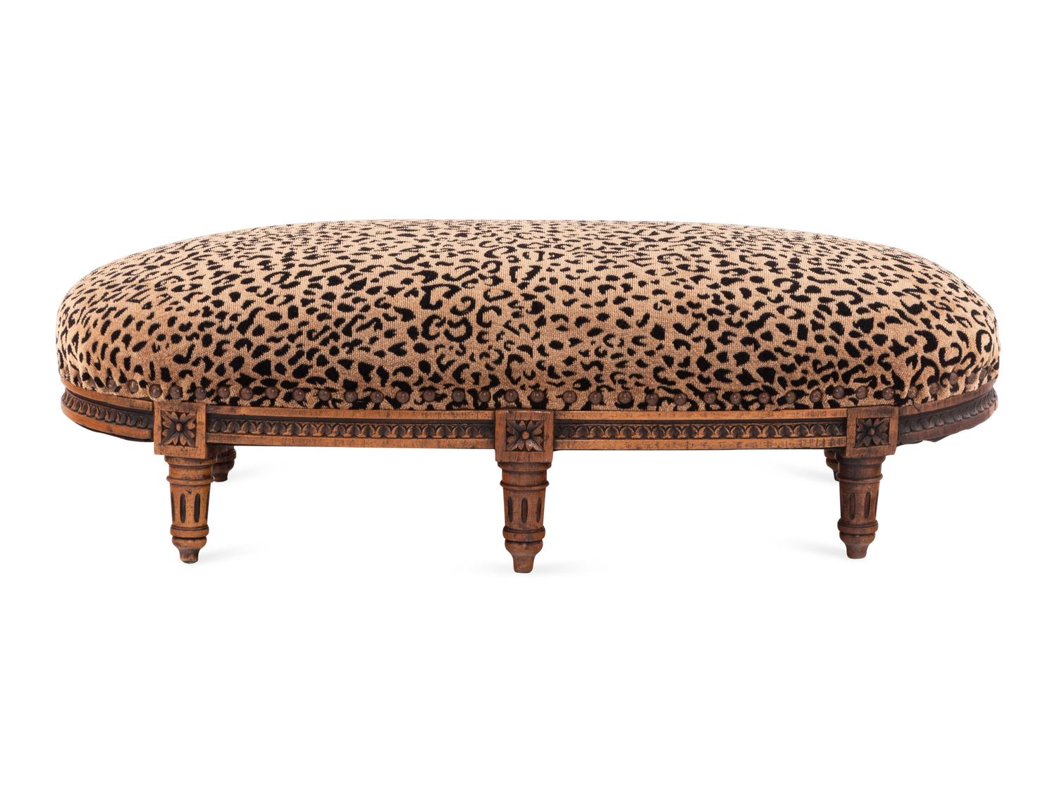 A Louis XVI Style Walnut Upholstered Tabouret