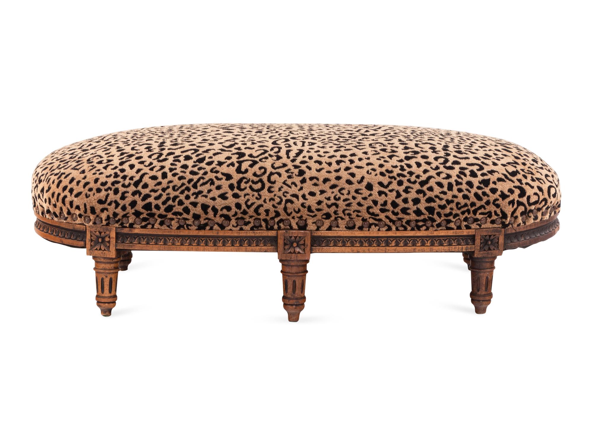 A Louis XVI Style Walnut Upholstered Tabouret