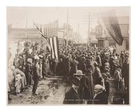 Alaska A group of 3 photographs of Alaska scenes incl. the finish line of the 6th Annual All Alaska Sweep Stakes in Nome. 1910s.