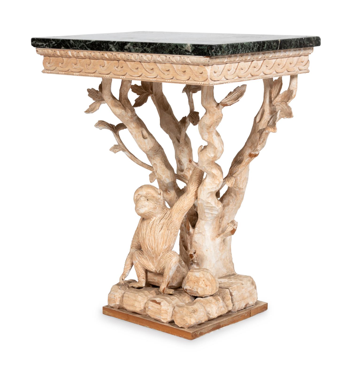 A George II Style Stripped Wood Monkey Console