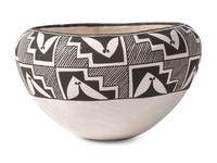 Black-on-White Pottery Bowl