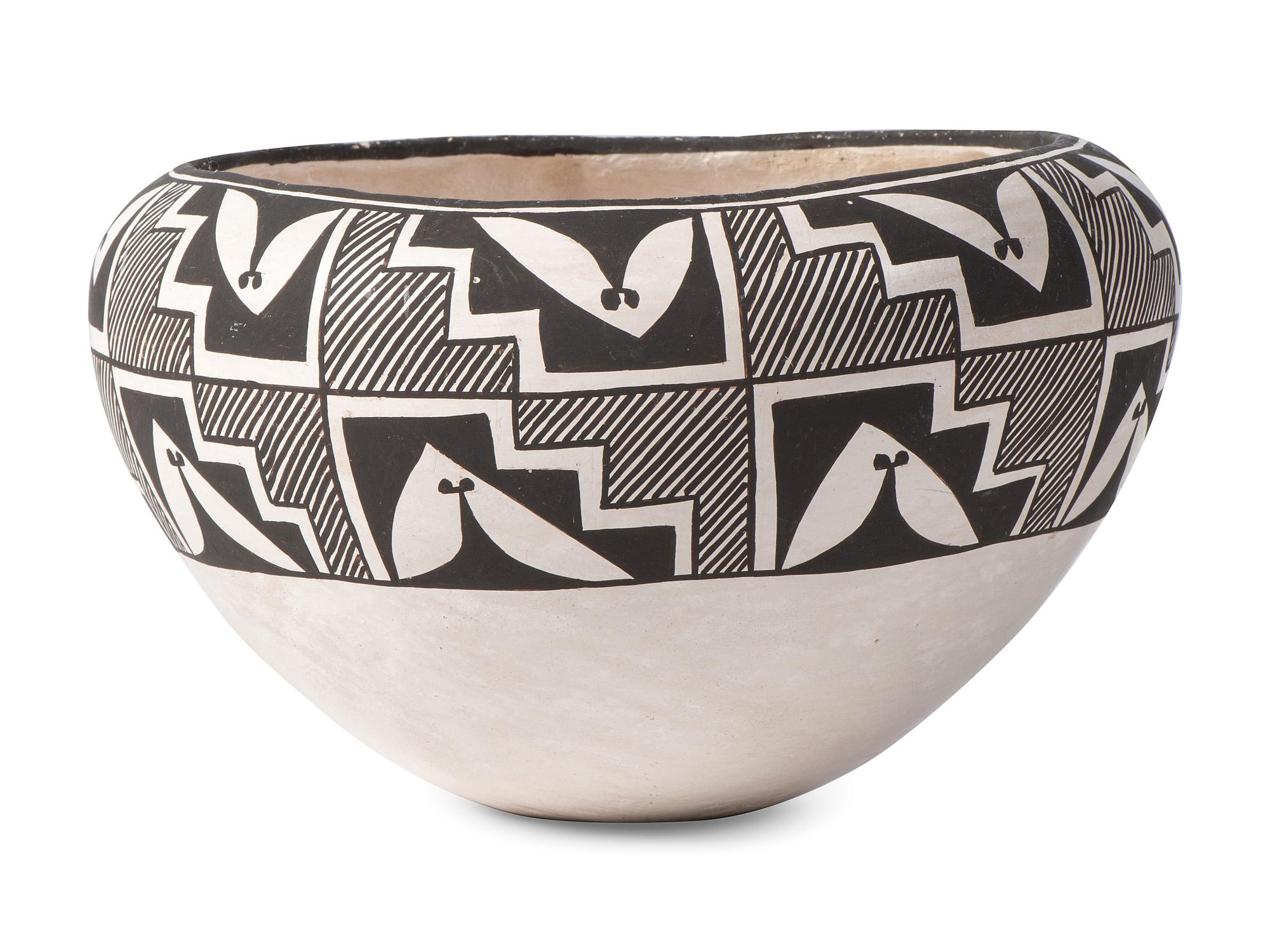 Black-on-White Pottery Bowl