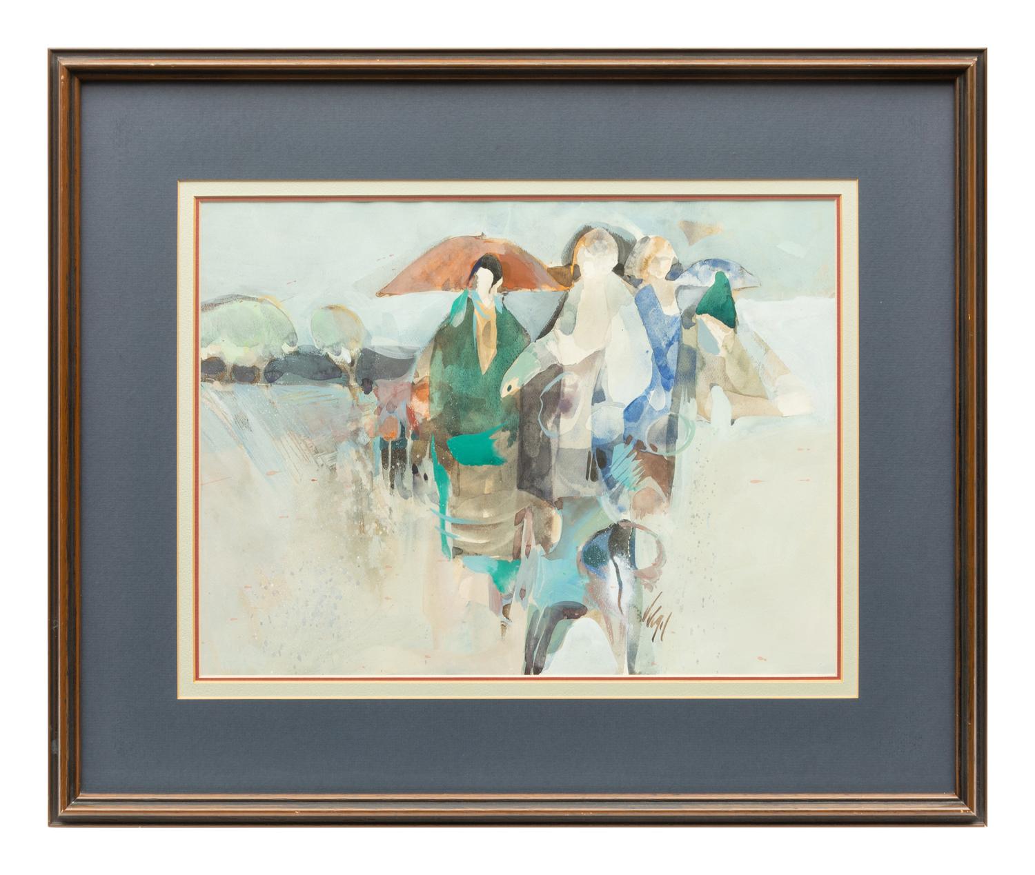 Riders in With Umbrellas