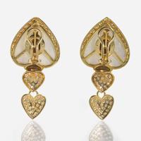 A Pair of Mother of Pearl, Diamond, and Citrine Earrings