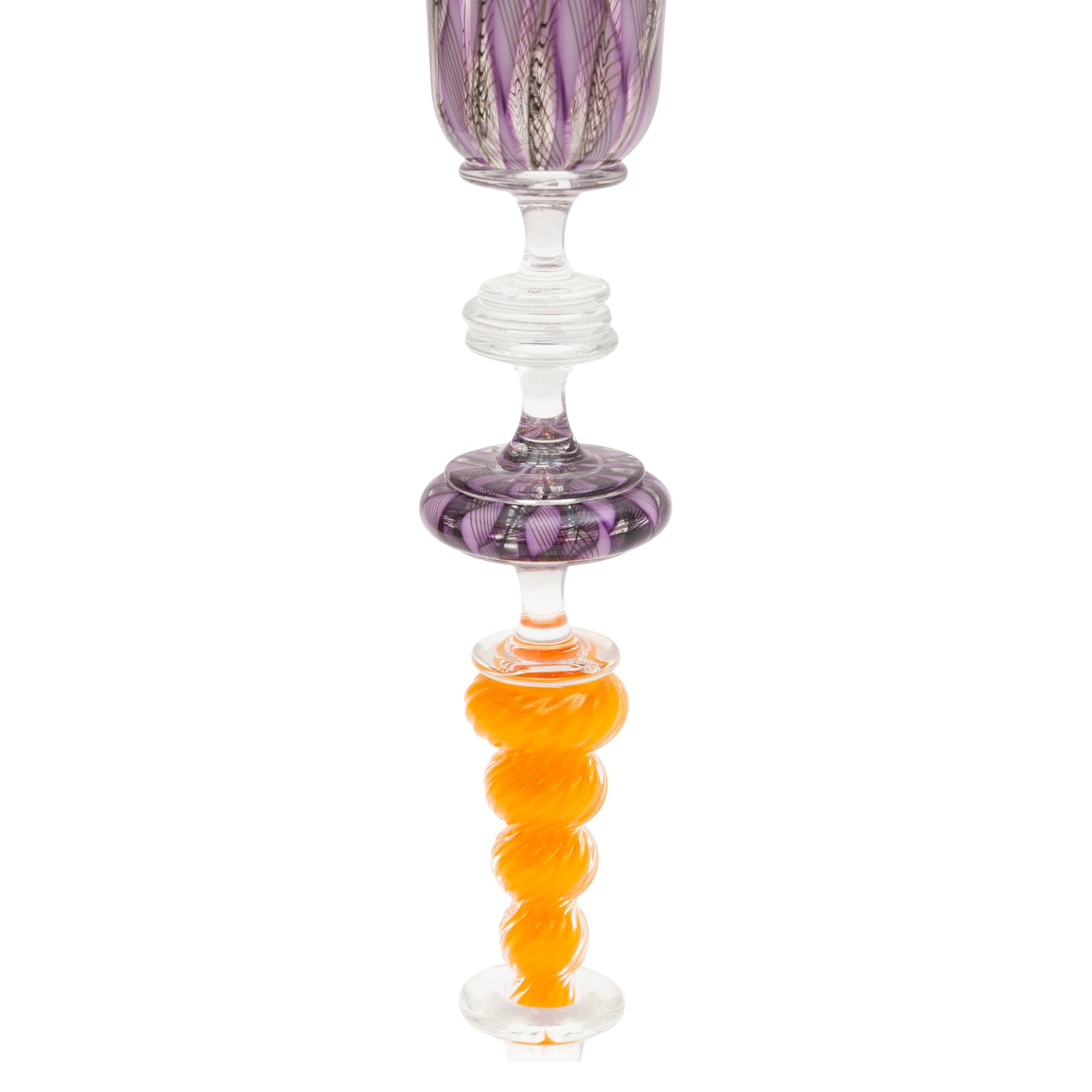 A Collection of Five Decorated Venetian Art Glass Goblets