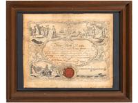 [NEW YORK]. New York Marine Society engraved certificate presented to Captain Thomas Adeston. New York, 14 January 1806.