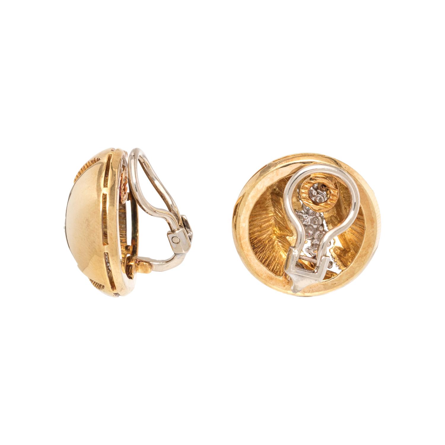 YELLOW GOLD AND DIAMOND EARCLIPS