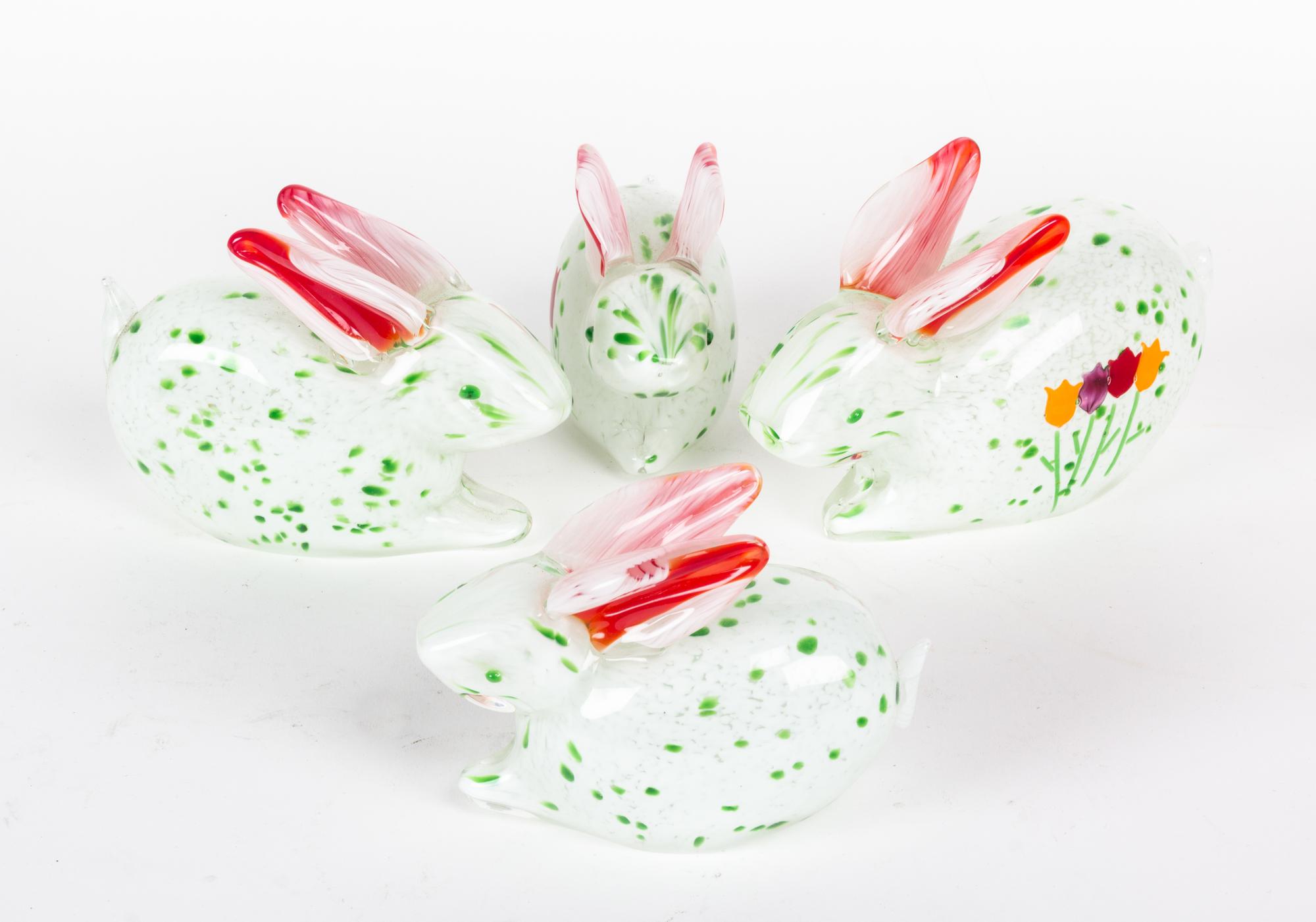 A Set of Four Glass Models of Rabbits Height of largest 4 7/8 inches. — 20TH CENTURY