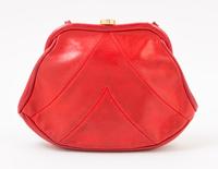 A Chanel Red Lambskin Vintage Chevron Handbag, 8" x 6" x 2".