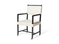 A Black Satin-Finish and Upholstered Armchair In the Manner of Edward Wormley DONATED BY BILLY COTTON