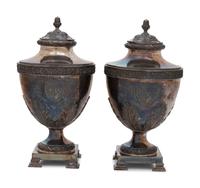 A Pair of George III Silver Covered Urns